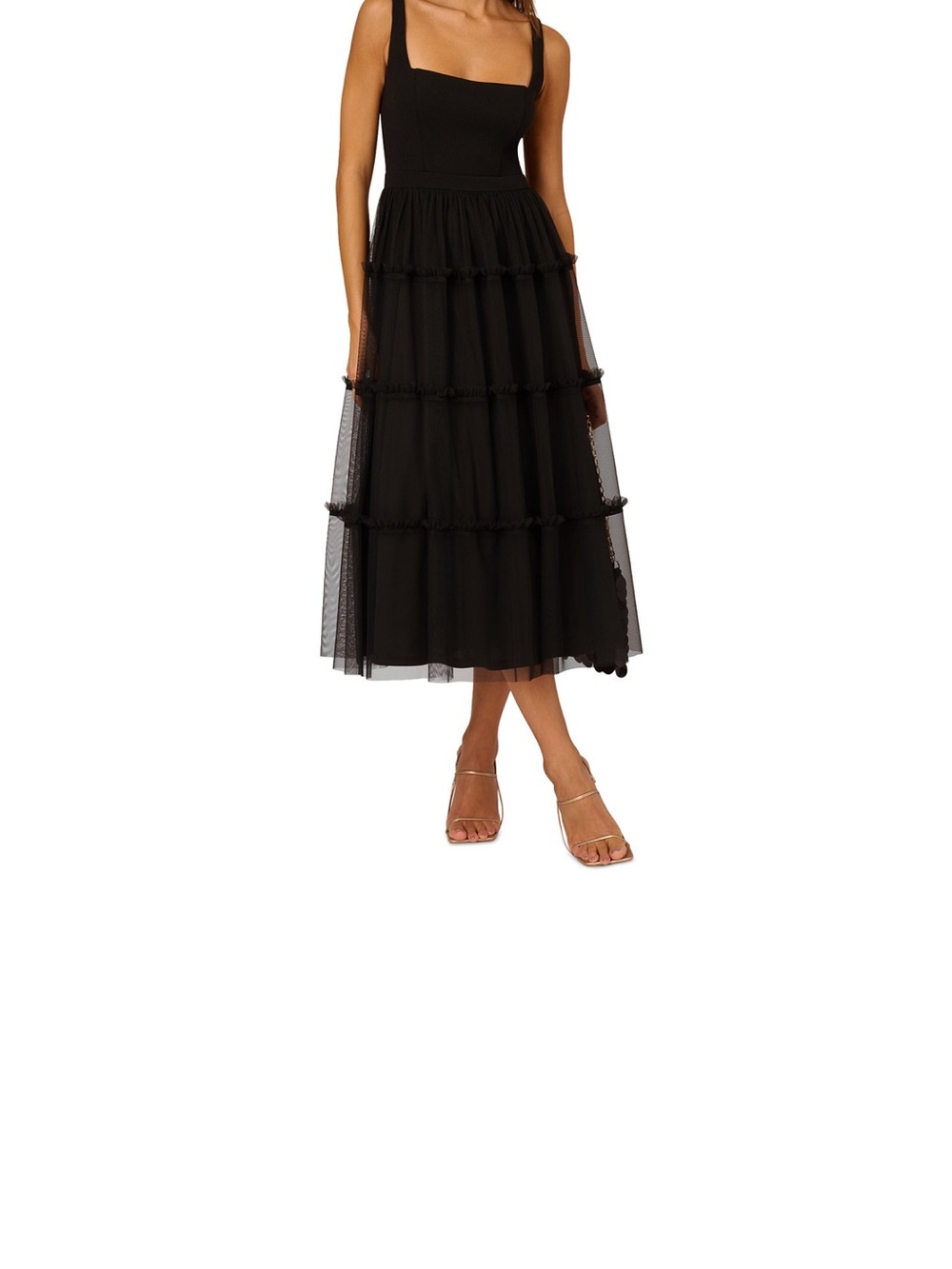 Adrianna by Adrianna Papell Mesh Overlay Tiered Dress